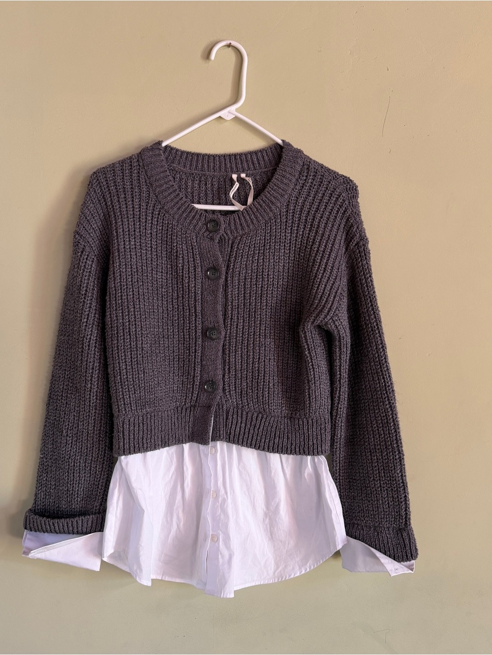 Anthropologie Chunky Button-Front Knit Cardigan with Shirt Hem